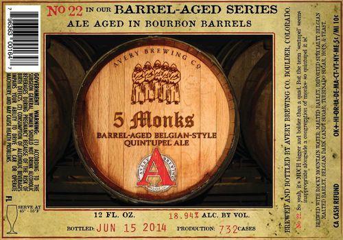 Avery 5 Monks Barrel-Aged Belgian Quintupel 