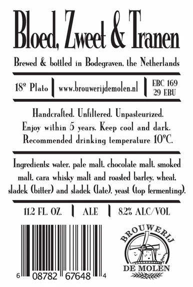De Molen Bloed Zweet & Tranen Smoked Stout 
