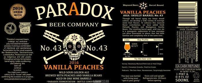 Paradox Skully Barrel No. 43 Vanilla Peaches 